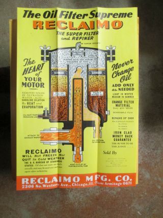 4 Vintage 13 1/2 X 20 1/2 Oil Filter Supreme Reclaimo Mfg Posters
