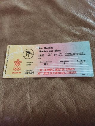 Rare 1988 Olympic Games Ice Hockey Ticket Usa Vs Soviet Union