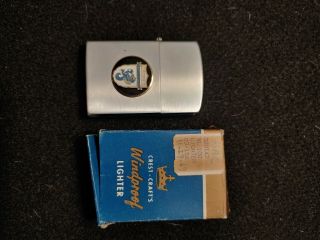Vtg 1969 Crest - Craft Windproof Lighter Us Navy Cortron 10 W/original Box
