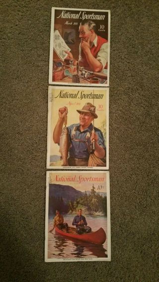 3 Vintage National Sportsman Magazines March,  April,  May 1935 Hunting Fishing