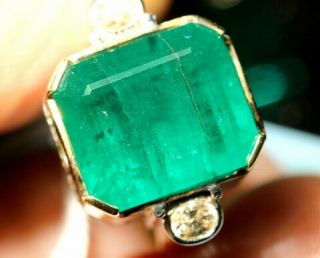 Art Deco Vintage Green 8.  25 Ct Emerald Sapphire Green Antique Wedding Ring Hk - 2