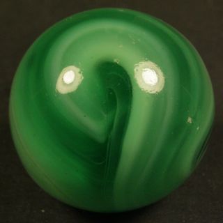 Vintage Marble 21/32 " M.  F.  C.  Christensen Green Onyx Slag " 9 " W/ Tail & Cut Off
