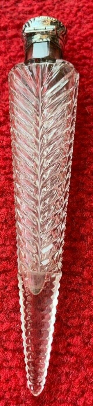 Antique Silver Top Victorian Cut Glass Perfume Bottle Charles May B 