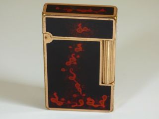 S T Dupont L2 Large Lighter - Volcano Lacquer Rose Gold Plated Trim