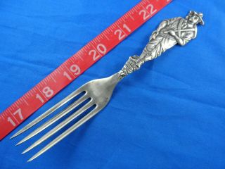 6 - 3/8 " Figural Miner Huge Heavy Sterling Silver Souvenir Fork,  No Spoon,  Scarce