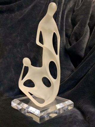 Vintage Lucite Carved Acrylic Modern Abstract Statue Sculpture Figure 14”