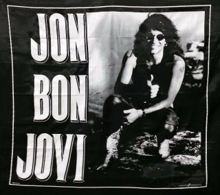 Vintage Jon Bon Jovi Slippery When Wet Banner Flag Jersey Nos 1990 Nikry Htf