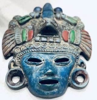 Effigy Face Bird Mask Pottery Vintage Peruvian / Mexican / Aztec / Mayan / Incan