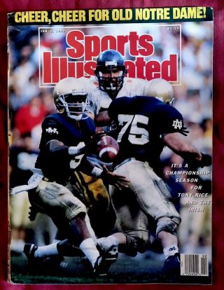 Sports Illustrated January 9,  1989 Tony Rice Notre Dame Fighting Irish No Label