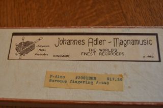 vintage Johannes Adler Magnamusic A:440 Recorder made in Germany Baroque F - Alto 3