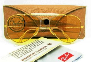 Ray - Ban Usa Vintage 1970s Nos B&l Aviator Ambermatic Photochromic Sunglasses
