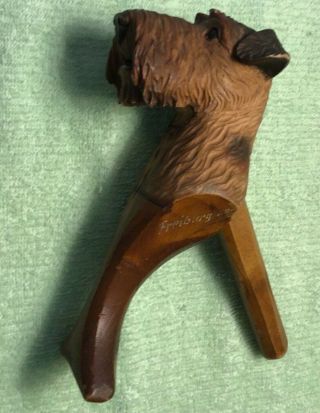 Great Rare Antique Carved Wooden Terrier Dog - Freiburg Black Forest Nutcracker