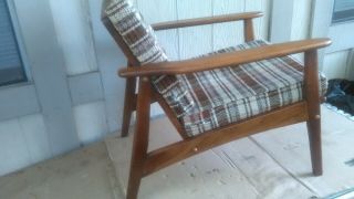 Mid Century Danish Modern Baumritter Knockdown Lounge Chair Sears Plaid Cushions