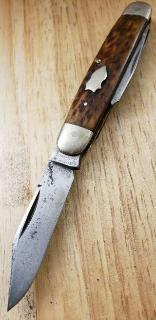 Vintage Cattaraugus Cutlery Co Knife/ Jigged Bone Equal End Stockman Knife Usa
