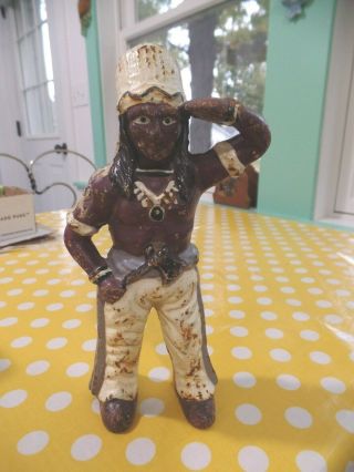Vtg Indian With Tomahawk Cast Iron Bank 9 " Tall