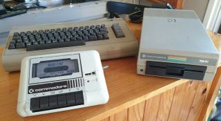 Commodore 64 With Floppy Disk Drive And Cassette Player All Well