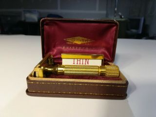 Vintage Gold Plated Gillette Aristocrat Safety Razor With Box
