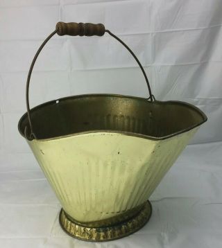 Vintage Brass Finish Coal Scuttle Ash Bucket With Handle Details