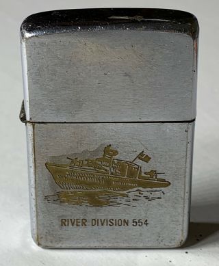 1970 Zippo Vietnam Lighter River Division 554 Pbr Force - 2 Sided