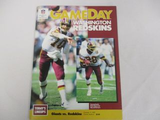 Oct 11 1987 Ny Giants Vs Redskins Game Day Program W Schroeder And Green