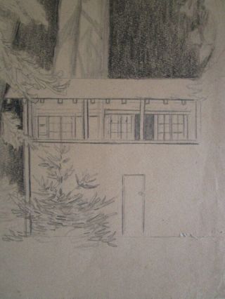 Vtg pencil drawing San Diego,  Wilson Ave listed CA artist Alice Hatch 2