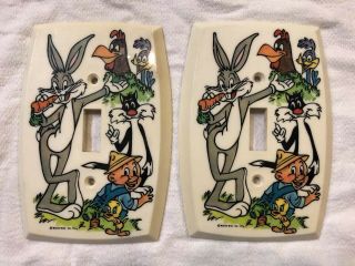 2 Vintage 1976 Warner Bros Looney Tunes Bugs Bunny Light Switch Plate Cover