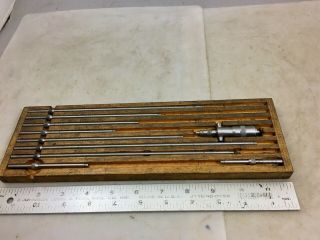 Vintage Ls Starrett Inside Micrometer Set,  In Wooden Tray,
