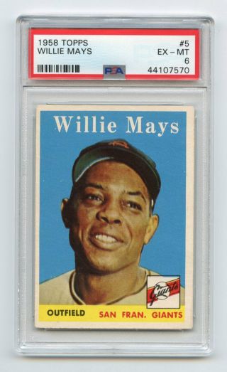 Willie Mays 1958 Topps 5 Psa Ex - Mt 6 Eye Appeal Kcc1017