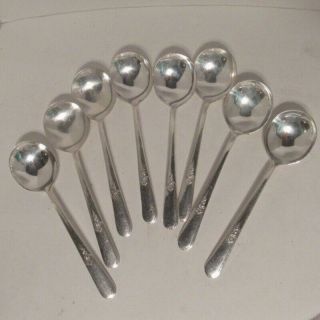 8 Gumbo Soup Spoons Round Holmes And Edwards Youth Pattern Is Silverplate Vtg