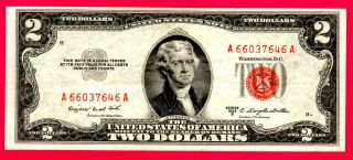 1953 Two Dollar Note Red Seal - $2 Bill - Us Currency - Vintage Money - Gem Mnt
