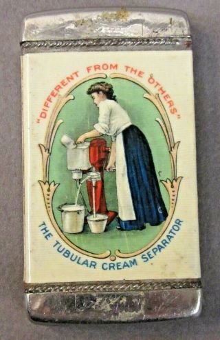 C.  1905 Sharples Cream Separator Chicago Celluloid Match Safe Vesta