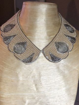 Vtg High End Silk Collar Pearl Necklace Art Deco Choker