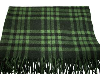 Pendleton Vintage Pure Virgin Wool Green Plaid Fring Blanket 72 " X 56 " Throw