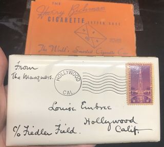 Vintage Harry Richman Lettercase Cigarette Case Letter With Stamp Hollywood