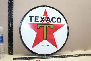 Vintage Rare Texaco Service Station Texas Gasoline Porcelain Metal Sign Gas Oil