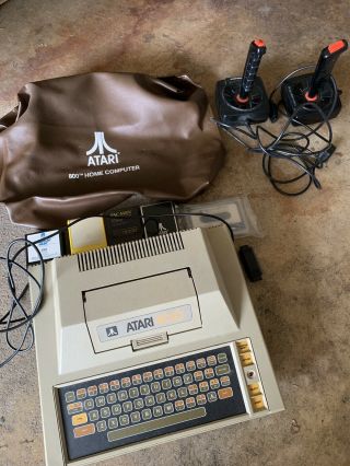 Atari 400 Computer With Joystick And Games And Cover