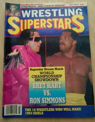 Wrestling Superstars March 1993 Bret Hart Mike Tyson Ron Simmons Wwe Wwf Wcw