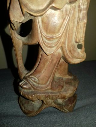 Antique Chinese Hand Carved Wooden Wood Old Wise Man Statue Figure Ornament 3