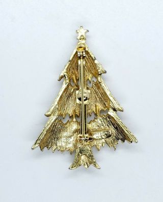 Eisenberg Ice Vintage Signed Rhinestone Gold Christmas Tree Brooch Pin 3