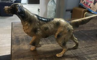 Vtg Antique Hubley English Setter Hunting Pointer Bird Dog Cast Iron Doorstop