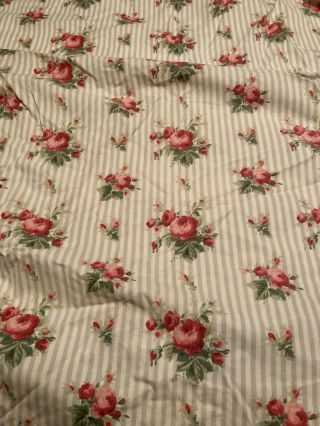 Vintage Ralph Lauren Sheet Emma Fitted Stripe Floral Roses Full Size Exc Cond.
