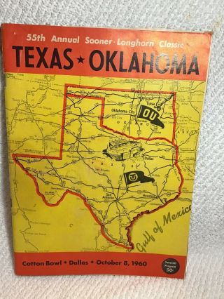 Texas Vs Oklahoma Football Program Cotton Bowl October 8,  1960