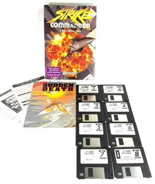 Vintage Strike Commander Big Box Pc Computer Game Ms - Dos 3.  5 Inch Hard Disk 1992