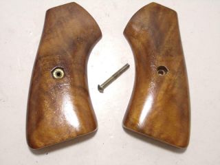 Vintage Custom Burl Wood Gun Grips For British Webley Mark Vi.  22.  38.  455