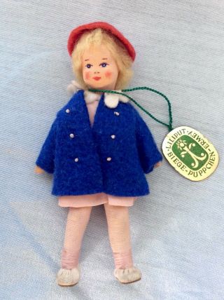 Vintage Early Erna Meyer Tagged Ermey Stockinet Cloth Dollhouse Doll Knobby Knee