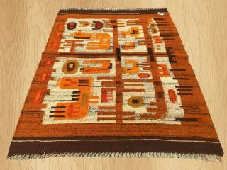 Authentic Hand Knotted Vintage Traditional Bulgaria Wool Kilim Area Rug 4 X 3 Ft