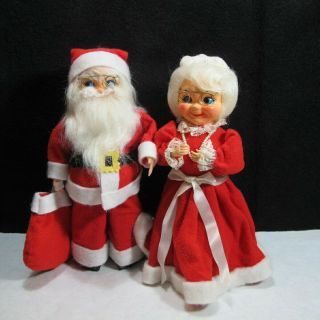 Vintage Handmade Santa And Mrs Clause Dish Soap Bottle Dolls