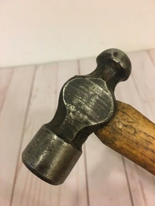 Vintage Machinist Blacksmith 8 Oz Ball Peen Hammer Hickory Handle