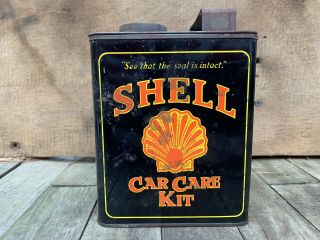 Rare Vintage Shell Car Care Kit Tin - Motor Oil Advertisement - with all contents 3