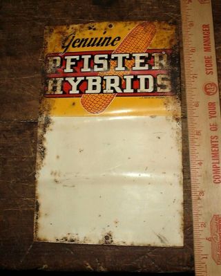 Vintage Pfister Hybrids Seed Corn Metal Tin Sign J.  V.  Patten Co Sycamore Il